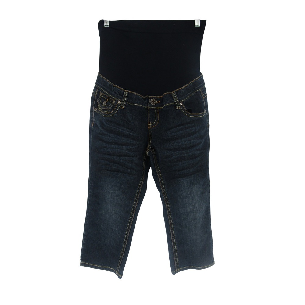 Tala Jeans Maternity Capri Pants Womens Large Dark Wash Over Belly Stretch Denim
